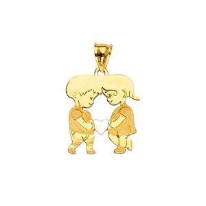 14K Yellow Gold Boy & Girl Pendant